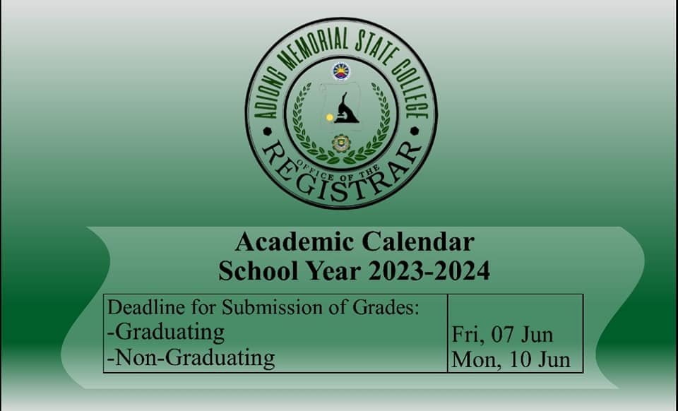  DEADLINE FOR SUBMISSION OF GRADES FOR GRADUATING STUDENTS